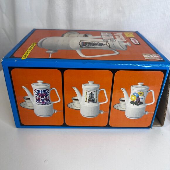 VTG NEW 1972 Nevco 6 Cup Porcelain Electric Heater Water Coffee Nautical Ship - Picture 10 of 12